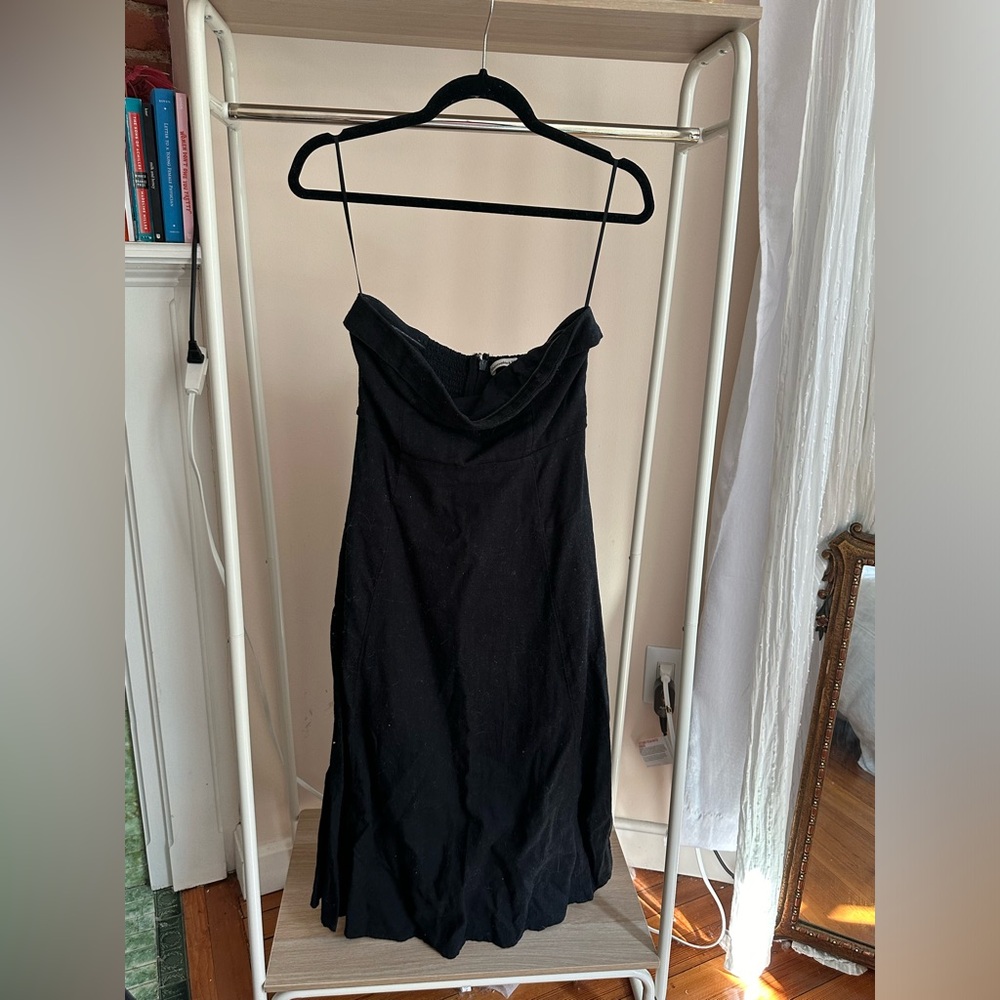 Black abercrombie linen strapless dress size M